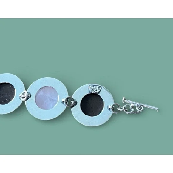 Mata Ortiz Shard Rose Stone Bracelet Sterling Silver Agustin Torres Jewelry - Picture 9 of 9